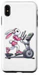 Coque pour iPhone XS Max Lapin de Pâques sur vélo elliptique Gym Fitness Workout