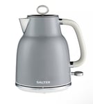 Salter Retro Kettle 1.7L Rapid Boil 360° Base Removable Limescale Cordless Grey