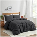 GC GAVENO CAVAILIA Microfiber Duvet Covers King Size Bedding Sets - Plain Dyed Quilt Cover Set (230x220 cm) with Pillowcases - Breathable - Anti Allergic Bedding - Black