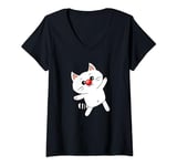 Womens Red Nose Cat Funny Cat Red Nose 2024 Kids Boys Girls V-Neck T-Shirt