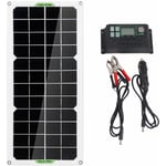 Tlily - 30W Panneau Solaire Voiture Van Bateau Caravane Camping-Car Trickle Portable 12V Chargeur de Batterie avec ContrôLeur 100A