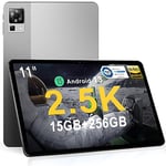 DOOGEE T30 Pro 11 inch tablet, 15GB+256GB ROM/2TB TF, 2.5K Android 13 Tablet, 4G Tablet with Sim Card Slot, 8580mAh, 2.4G/5G WiFi & Bluetooth 5.2, 20MP+8MP, Widevine L1, TÜV Certified, Face ID-Gray