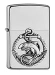 ZIPPO 2007130 – Emblème Shark – Chrome satiné – Briquet tempête à Essence Rechargeable dans Une boîte Cadeau de qualité supérieure