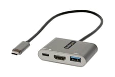 StarTech.com USB C Multiport Adapter, USB-C to HDMI 4K Video, 100W Power Delivery Passthrough Charging, 2-Port USB 3.0 Hub 5Gbps (1xType-C/1xA), USB-C Mini Dock, USB-C Travel Dock - Portable Laptop Docking Station - dockningsstation - USB-C / Thunderbolt