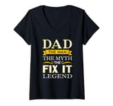 Womens Mr Fix It Dad Fathers Day Handy Man V-Neck T-Shirt