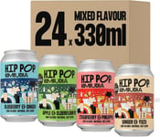 Hip Pop Kombucha, Mixed Flavour Case, Low Calorie, 100% Natural, Vegan, 24 x 33