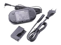 vhbw Bloc d'alimentation, chargeur adaptateur compatible avec Canon EOS 100D, Kiss X7, Rebel SL1 appareil photo, caméra vidéo - Câble 2m, coupleur DC