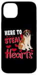 iPhone 14 Plus Here To Steal Hearts Funny St Bernard Dog Valentines Day Case