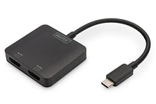 DIGITUS Adaptateur Graphique 2 Ports USB-C - USB-C vers 2X HDMI - 4k60Hz - Multi Stream Transport (MST) - Concentrateur vidéo - Noir