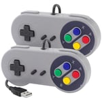 2 pcs Contrôleur de jeu USB filaire manette rétro Joypad noir gris manette de jeu pour PC portable Windows pour NESPi4 étui pour framboise Pi 4