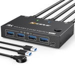 Commutateur Kvm Usb 3.0 2 Pc 1 Moniteur Displayport,Commutateur Kvm Displayport 4K @ 144Hz,Commutateur Displayport Usb Pour 2 Pièces Pc,4 Appareils Usb 3.0,Clavier,Souris,Moniteur