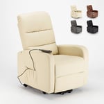 Fauteuil relax électrique inclinable avec releveur en similicuir Elizabeth Design Couleur: Beige