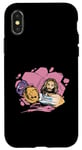 Coque pour iPhone X/XS Jésus Punching Cancer portant des gants de boxe, ruban chrétien