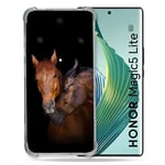 Cokitec Coque Renforcée pour Honor Magic 5 Lite Animal Cheval Marron