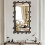 Grand Miroir Mural Design Rectangulaire - 102×52cm Miroir d'Entrée Décoratif Vintage avec Cadre Industriel en Fer Noir, Miroir Mural Salon Chambre