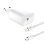 SiGN iPad USB-C PD Hurtiglader 20W med USB-C til Lightning-kabel, 1m - Hvit