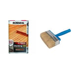 RONSEAL RSLUDONC5L 5L Ultimate Protection Decking Oil - Natural Cedar & Silverline 394974 Block Brush 115 mm / 4-1/2"