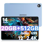 DOOGEE T40 Pro Tablet 12 Inch 20GB RAM + 512GB ROM (2TB TF), 2.4K Android 14 Tablets, 10800mAh Battery Helio G99 Tablet, 7.6 mm, 16MP+8MP, 4 Stereo Speakers, Dual 4G LTE Tablets, Blue