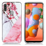 Samsung Marble Galaxy A11 kuoret - Kukkainen marmori Pinkki