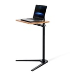 Thingy Club Overbed Table Stand, Height Adjustable Tray Side Table for Bed or Sofa Laptop Desk (Black- Hickory Board)