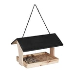 relaxdays Mangeoire à Oiseaux, abri en Bois, Grande cabane Suspendue, nichoir, Jardin, HxLxP 22,5 x 36 x 26,5 cm, Noir