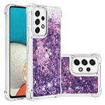 IMIRST Silicone Coque pour Samsung Galaxy A53 5G, Coin Airbag Antichute Paillettes Sables Mouvants Coque TPU Bumper Sparkle Case Compatible avec Samsung Galaxy A53 5G. YBW Love Purple