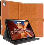 Étui De Protection Pour Ipad Air 5 / Ipad Air 4 (2020/2022), Étui Pour Ipad Air Avec Porte-Stylo, 10 9 Pouces En Cuir Synthétique Avec Fonction De Mise En Veille/Réveil Automatique Marron