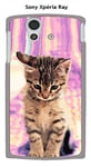 Coque Sony Xperia Ray design Chat tigre fond rose