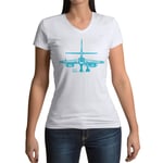 T-Shirt Femme Col V Avion Militaire Face Urss Dessin Plan Croquis Aviation