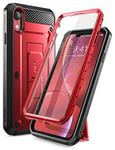 SUPCASE Unicorn Beetle Pro Series Full-Body Rugged Holster Case with Kickstand for 6.1-Inch Apple iPhone XR (2018 Release), Metallic Red