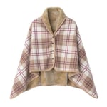 Kvinnor Multiway Rutig Poncho Sjal Wrap Fleece Bärbar Filt Ultra Mjuk Sherpa Flanell Cape（Brun） brown