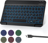 Clavier Bluetooth Pour Ipad, Clavier Sans Fil Rechargeable Ipad Air/Ipad Pro/Mini/Ipad 9.7/Iphone, Ultra Fin, Rétroéclairage 7 Couleurs, Disposition Qwerty, Clavier Ipad, Noir