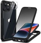 CENHUFO Anti Espion Coque iPhone 14 / iPhone 13, avec Protection écran Verre Trempé, Protecteur Caméra [9H HD] 360° Antichoc Téléphone Housse Double Face Case Intégrale Etui - Noir