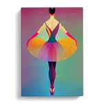 Pop Art Ballerina No.3 Purple, Green, Teal Canvas Print for Living Room Bedroom Home Office Décor, Wall Art Picture Ready to Hang, 30x20 Inch (76x50 cm)