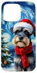 Coque pour iPhone 15 Pro Max Miniature Schnauzer Starry Night Christmas Van Gogh Dog