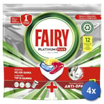 4x Fairy Dishwasher Tablets 12 Pieces Platinum Plus Lemon Made In Italy