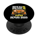 Niveau 5 Débloqué Super Depuis 2020 Anniversaire Gamer PopSockets PopGrip Adhésif