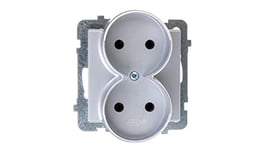 Ospel GP-2RR/m/38 Socket Silver IP20, 16 A, 71 mm, 48 mm, 71 mm