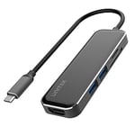 UNITEK Hub USB-C avec boîtier en Verre trempé/Aluminium | 2 Ports USB A 3.1 Gen1, HDMI 4K, SD et microSD | Charge BC 1.2 5 Gbps, Longueur du câble 13 cm