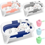 Hengda - Baignoire pliable bébé pliante évolutive - Oreiller Tapis coussin de bain - avec Thermomètre