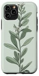 iPhone 11 Pro Leaves Botanical Plant Line Art Sage Green Wildflower Floral Case