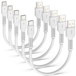 Kort USB C-kabel [20cm/0.2m, 5-pack], Adilift USB Type C snabbladdare 3a Usb-a till Usb-c-kabel för Samsung Galaxy S10 S9 S8, Huawei P20