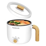 Audecook Hot Pot électrique, 1.5L Portable PoêLe Multifonction, Parfait Pour Nouilles/PâTes/œUfs/Soupe/Steak(Blanc)