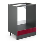 Meuble pour four R-Line, Rouge bordeaux Haute brillance, 60 cm , pt Chêne Vicco