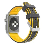 Apple Watch 42 mm dubbelfärgat klockarmband i silikon - Svart / Gul