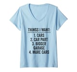 Womens Car Mechanics Things I Want V-Neck T-Shirt