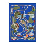 Tapis chambre enfant 120x160 cm Polyester Circuit Bleu