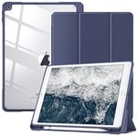 TiMOVO Étui Compatible avec Nouvel iPad 9ème Gén 2021, iPad 8ème Génération 2020, iPad 7ème Génération 10.2" 2019, Coque de Protection avec Porte-Crayon, Réveil/Veille Automatique, Marine Bleu