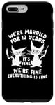 Coque pour iPhone 7 Plus/8 Plus 12ème anniversaire de mariage 12 Years Married Its Fine Cat