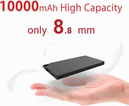 Batterie Externe 10000mah - Ultra-Mince Power Bank Portable - Charge Rapide - Facile À Porter - Grande Capacité Chargeur Externe Universel Pour Iphone, Samsung, Huawei, Ipad (Gris Clair)